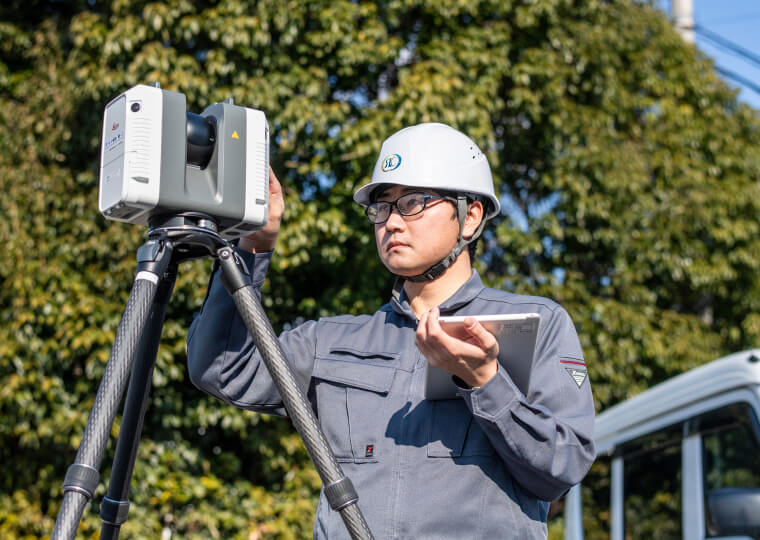 測量している様子